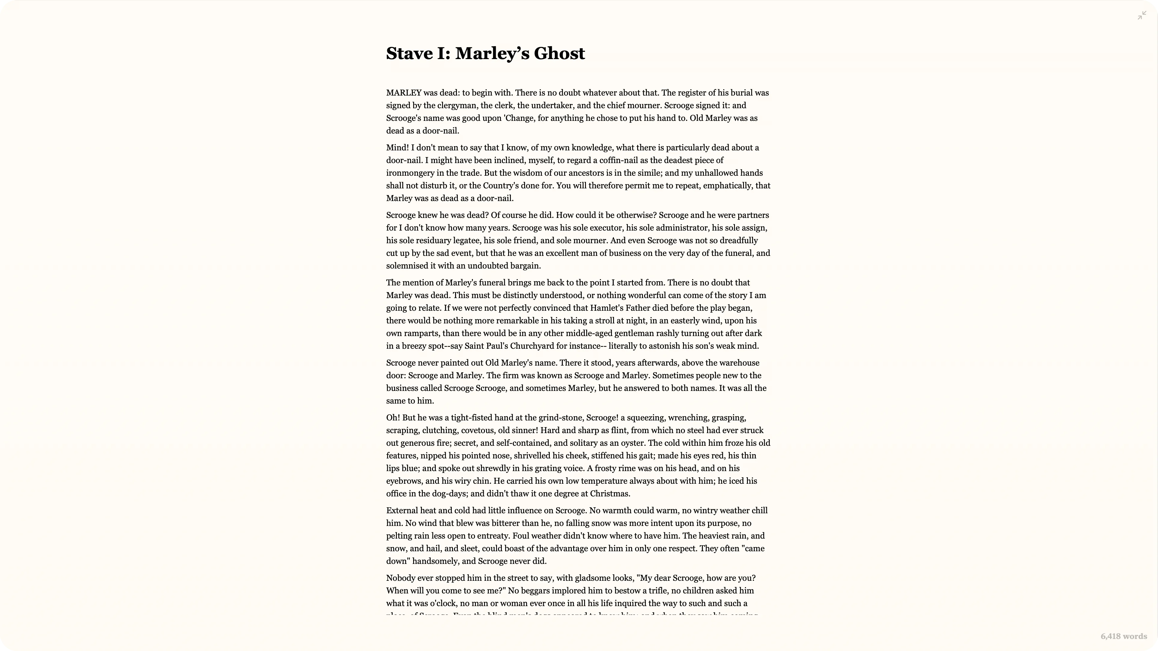 Core focus mode with all UI elements hidden for distraction-free fullscreen writing.